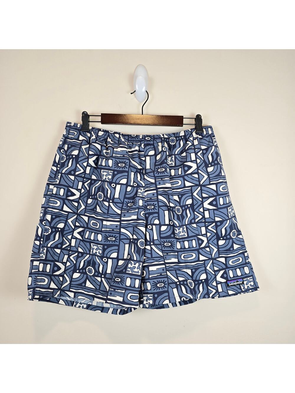 Patagonia Baggies Longs Shorts Mens Size L 7" Inseam New Visions Navy